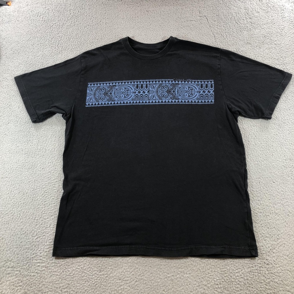 Quiksilver Shirt Mens 2XL Black Blue Tribal Graphic Print Premium Cotton Surf